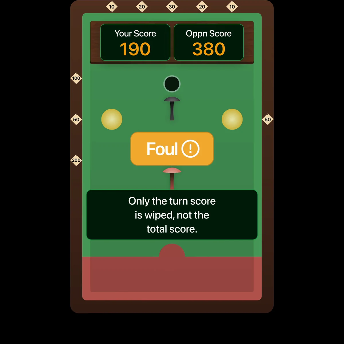 About60 animation showing a foul for failing to hit a cushion first
