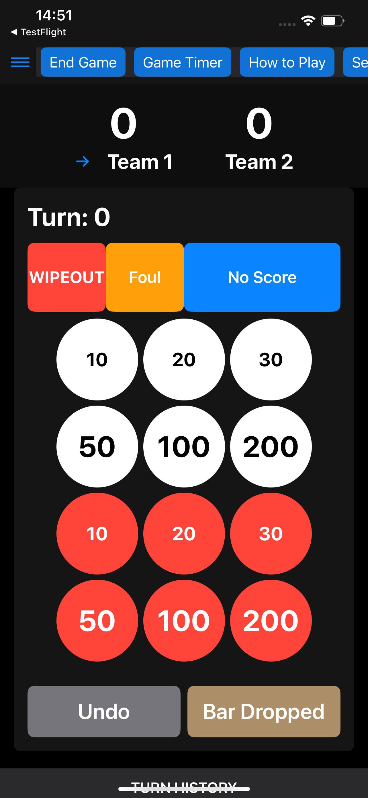 Basic scoring screen