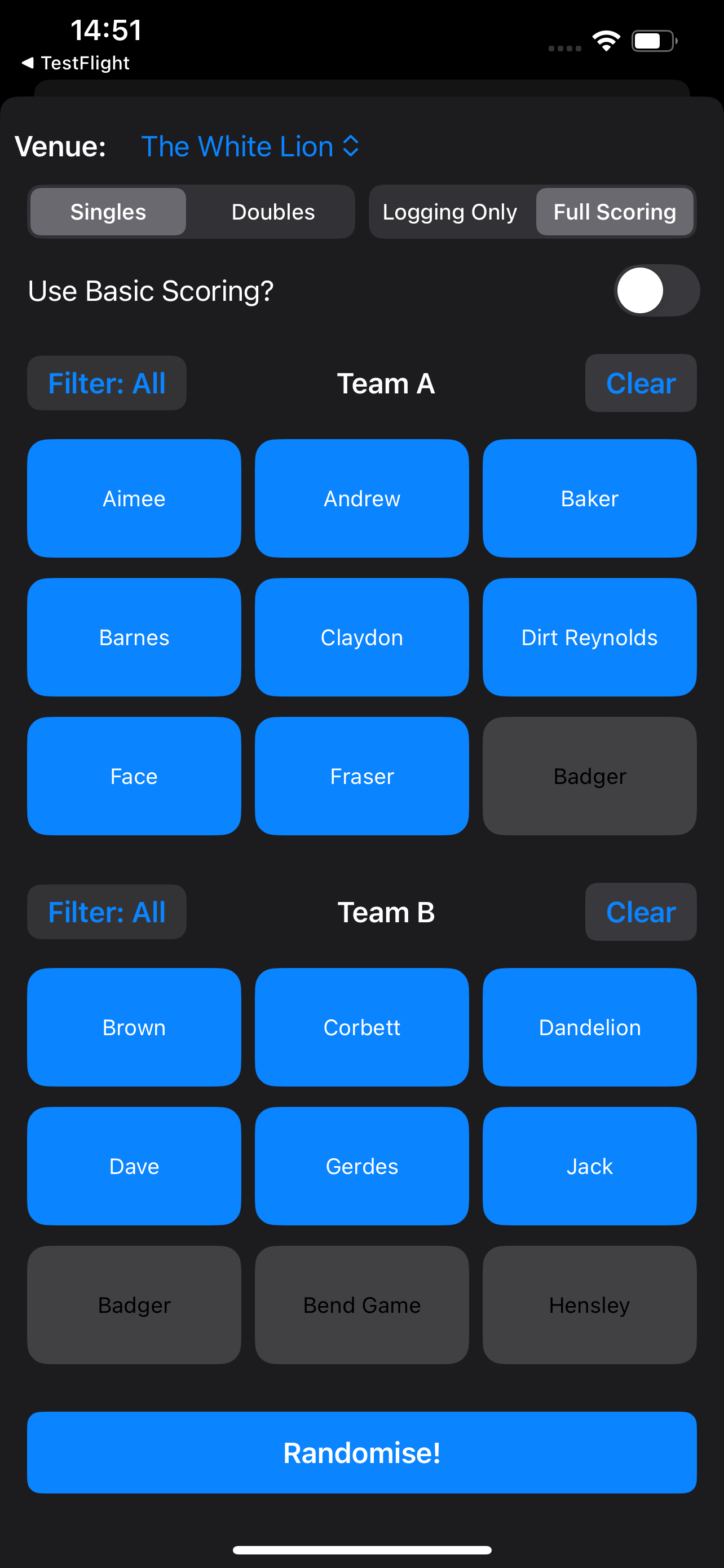 Start new game screen